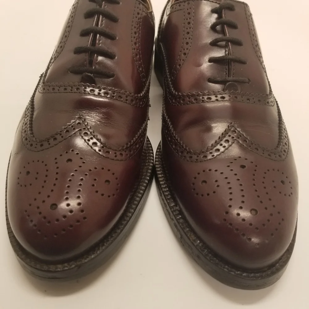 Totenham Mens Size 9.5 Cordovan Burgundy Leather Oxford Derby Wingtip Brogue